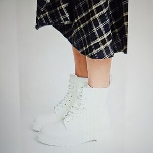 DR. MARTENS: White Mono Leather 1460 Boots
